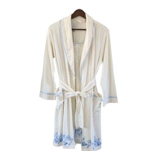 Charter Club intimates Blue Cream Floral Night Gown & Robe Women Size S NEW